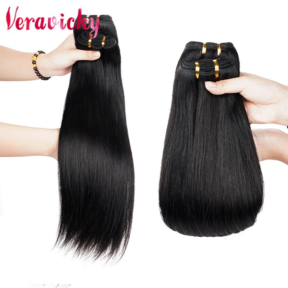 Veravicky Straight Human Hair Weaves Bundles Brazilian Remy Human Hair Sew In Weft Extensions  14