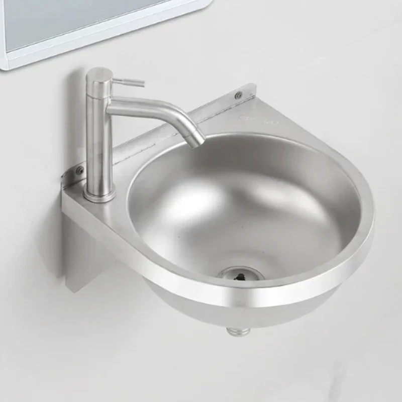 Compact Wall-Hung 304 Stainless Steel Washbasin, Space Saving Simple Basin for Balcony & Bathroom