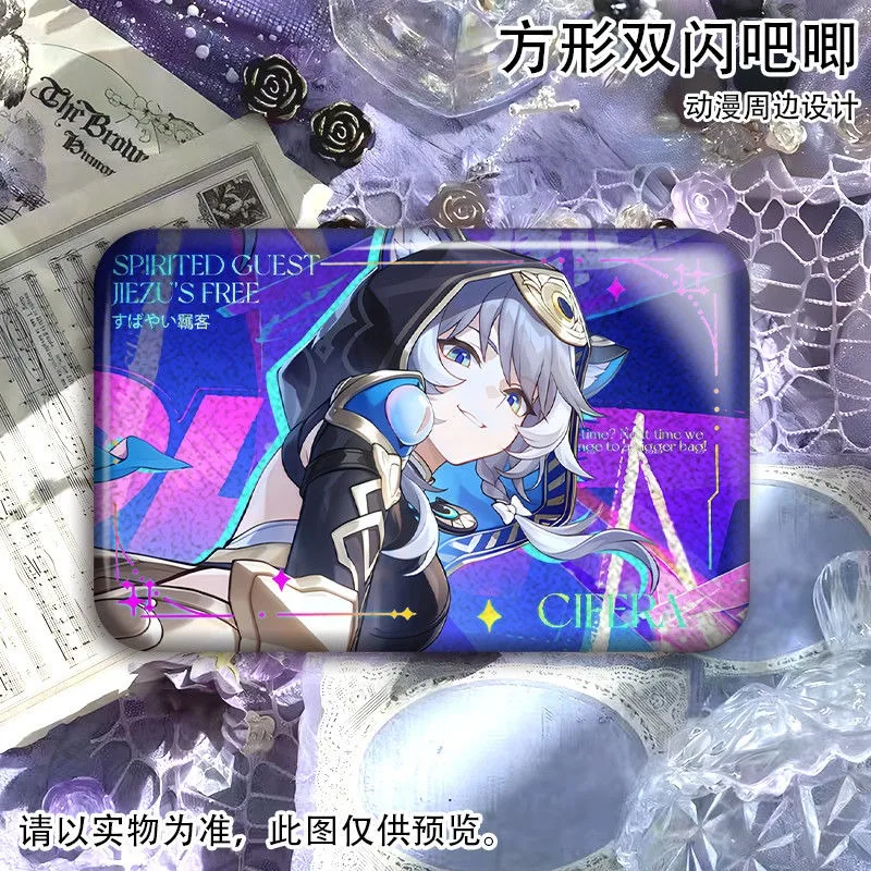 2 قطعة/المجموعة أنيمي لعبة هونكاي: ستار السكك الحديدية تأثيري ظهره شارات مستطيلة تشفير Cifera دبابيس جمع دبوس الصدر للحقائب الملابس