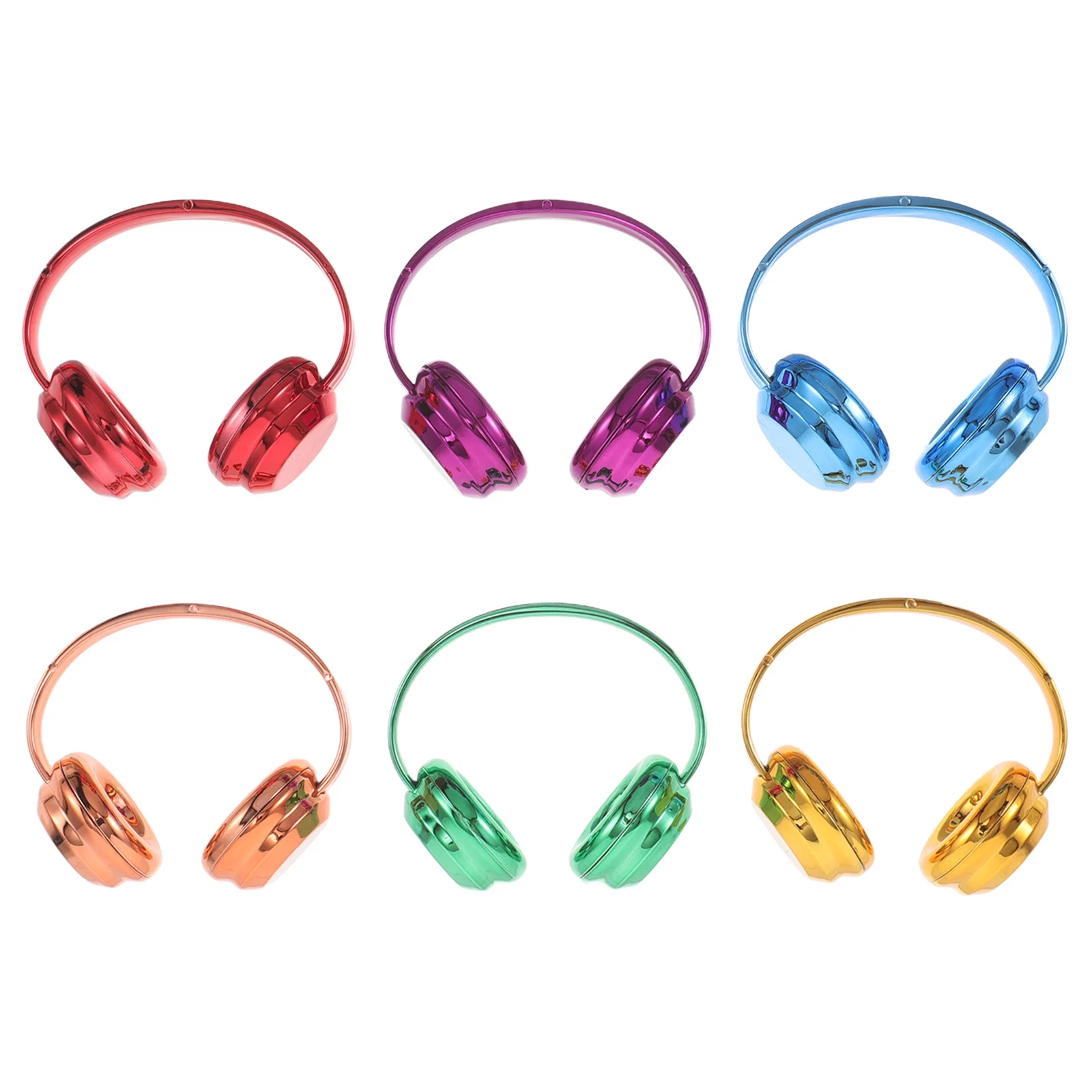 

6Pcs Miniature Headphones 17cm High Simulation Decorative Accessories Colorful Electroplating Sturdy Headband Stylish Dress-Up