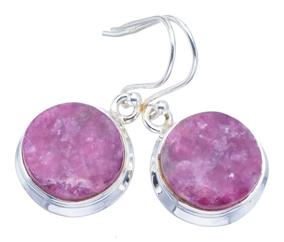 

StarGems® Natural Lepidolite Handmade 925 Sterling Silver Earrings 1.25" F6428