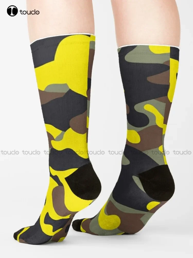 الأصفر التمويه الجوارب رجالي الجوارب الموضة الإبداعية الترفيه مضحك الفن مجردة النفط اللوحة الجوارب الشارع سكيت الجوارب 1 زوج #3