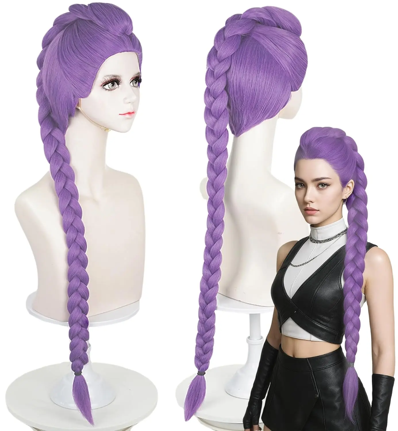 

Rumi Superstar Wig for Cosplay Costume Wigs Purple Kpop Demon Hunters Long ponytai Halloween Synthetic Hair Party Wigs Roleplay