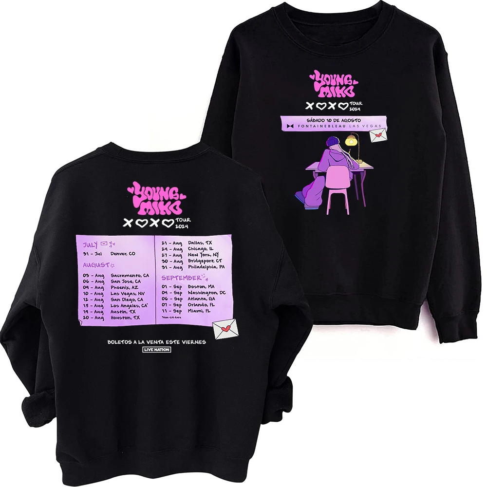 Young Miko Xoxo Tour 2024 Sweatshirt Harajuku Round Neck Long Sleeve Oversized Fans Gift Tops