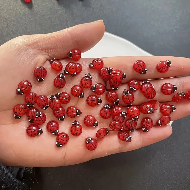 10pcs 3D Kawaii Insect Resin Nail Art Charms Fashion Colorful Coccinellidae Nail Decoration Rhinestones DIY Manicure Accessories