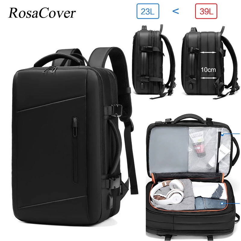 

39L Large Capacity 17 inch Laptop Expandable Business Laptop Backpack Waterproof Travel Bag school Backpack for outdoor Mochilas