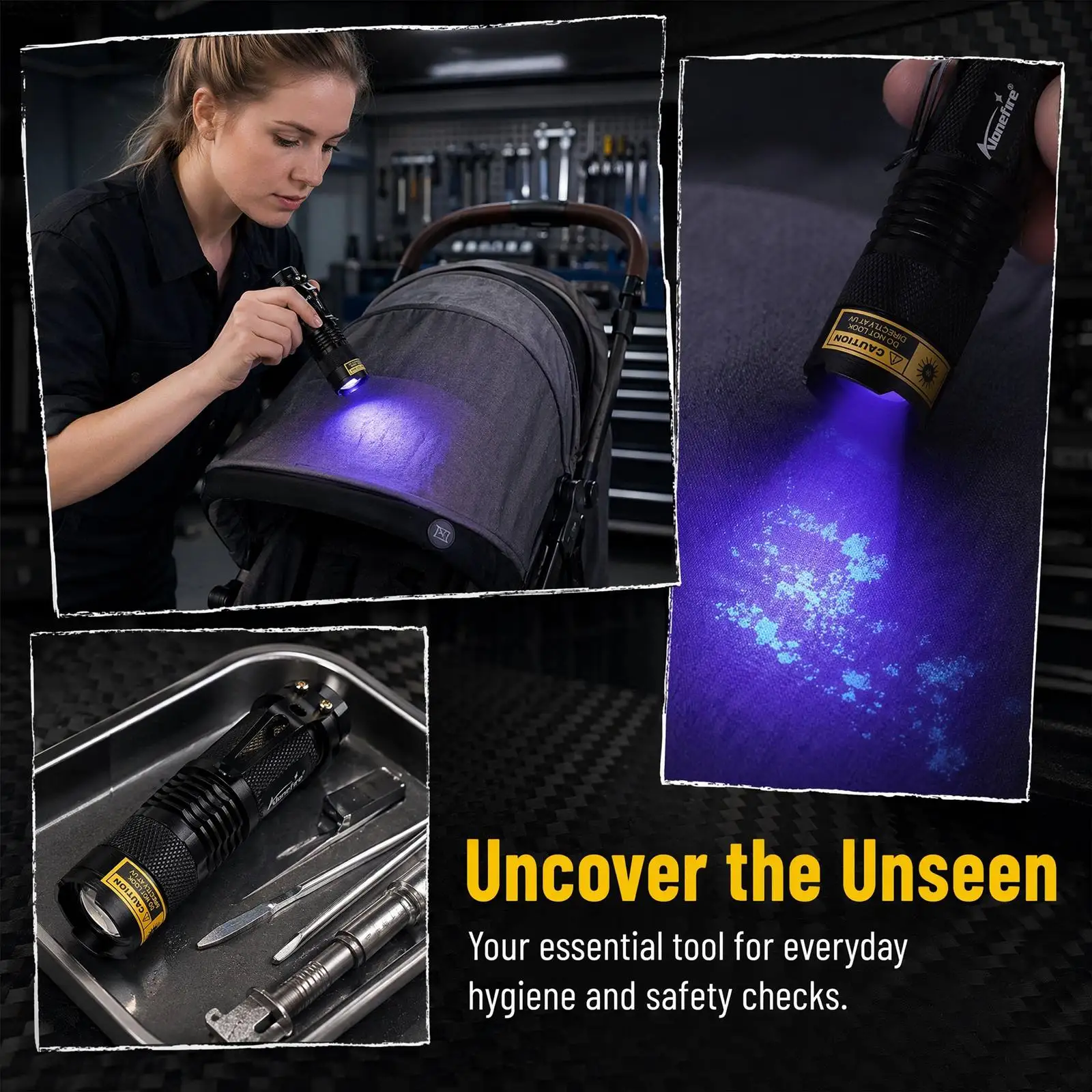 Alonefire SK68 Zoom 365nm/395nm Mini UV Light Led Flashlight Cat Dog Pet Urine Tinea Money Ore Jade Scorpion Check Lamp Torch view 3