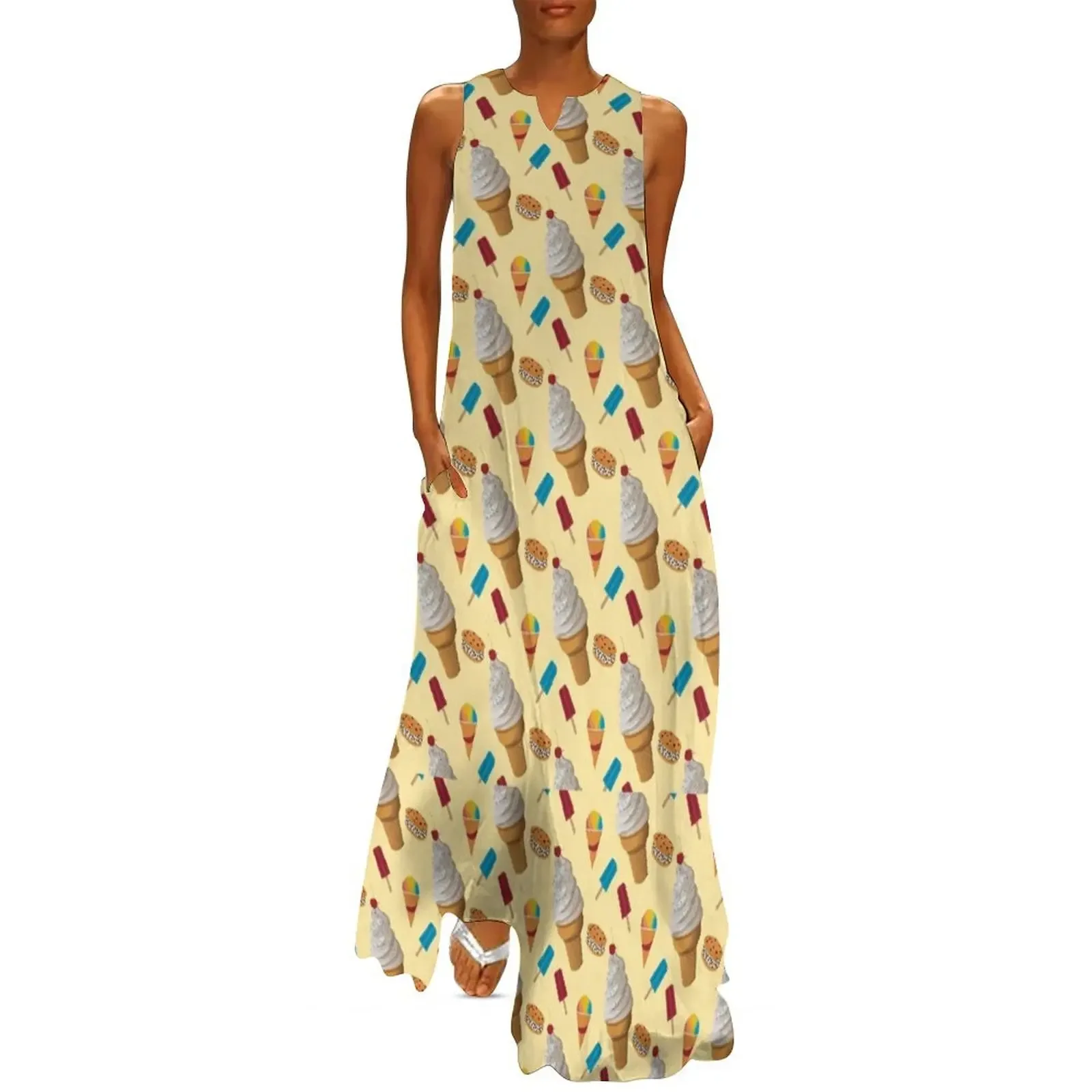 

Ice Cream Truck Pattern Long Dress long sleeve dress summer dress woman 2025 Beachwear