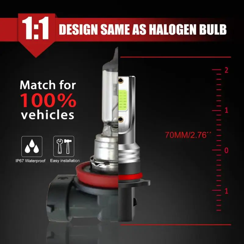 Universal Plug and Play LED Farol de carro, Lâmpadas de nevoeiro, Acessórios super brilhantes do carro, Lâmpada Dob, P13W, 120W, 26000lm