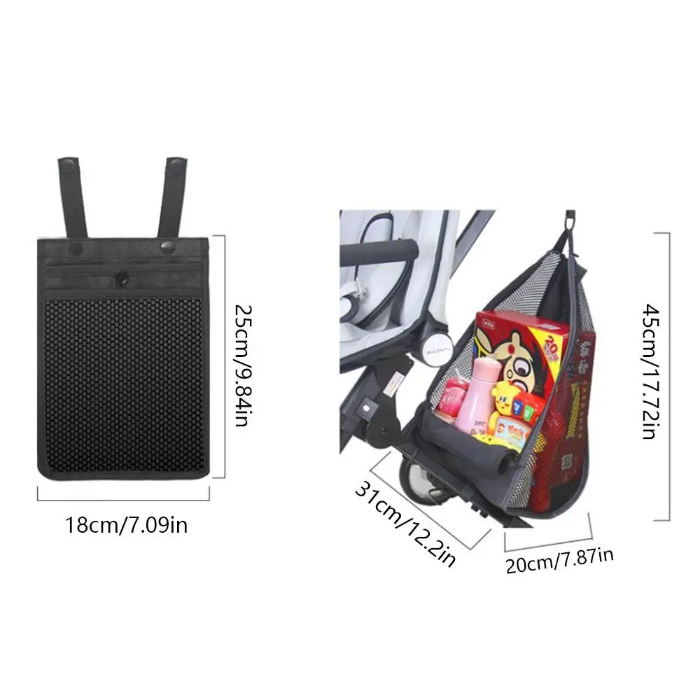 عربة أطفال شبكية بجيب شبكي بسعة كبيرة عربات أطفال عربات التي تجرها الدواب منظم حقيبة مثلثة ملحقات عربة الأطفال #6