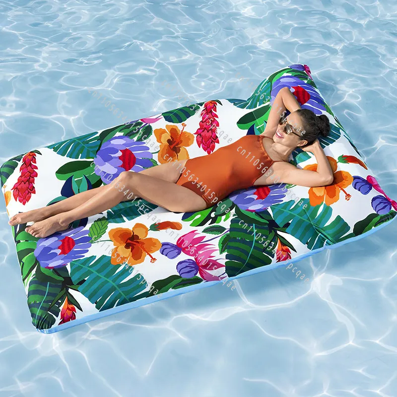 

Thickened Water Inflatable Floating Row with Cloth Cover Floating Bed Adult Children Swimming Pool Beach Party Floating Mat