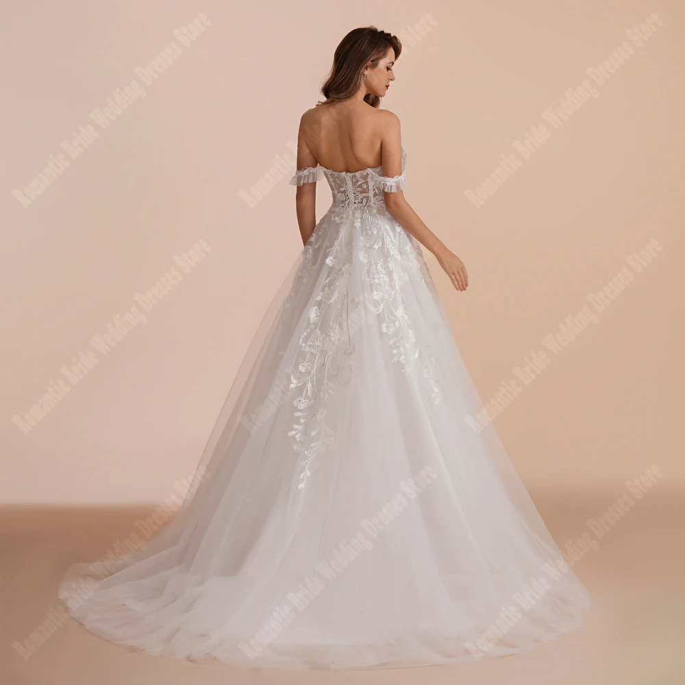 Elegante schulter freie Frauen Brautkleider Wisch länge wunderschöne Prinzessin Brautkleider formelle Party Vestidos de Novia