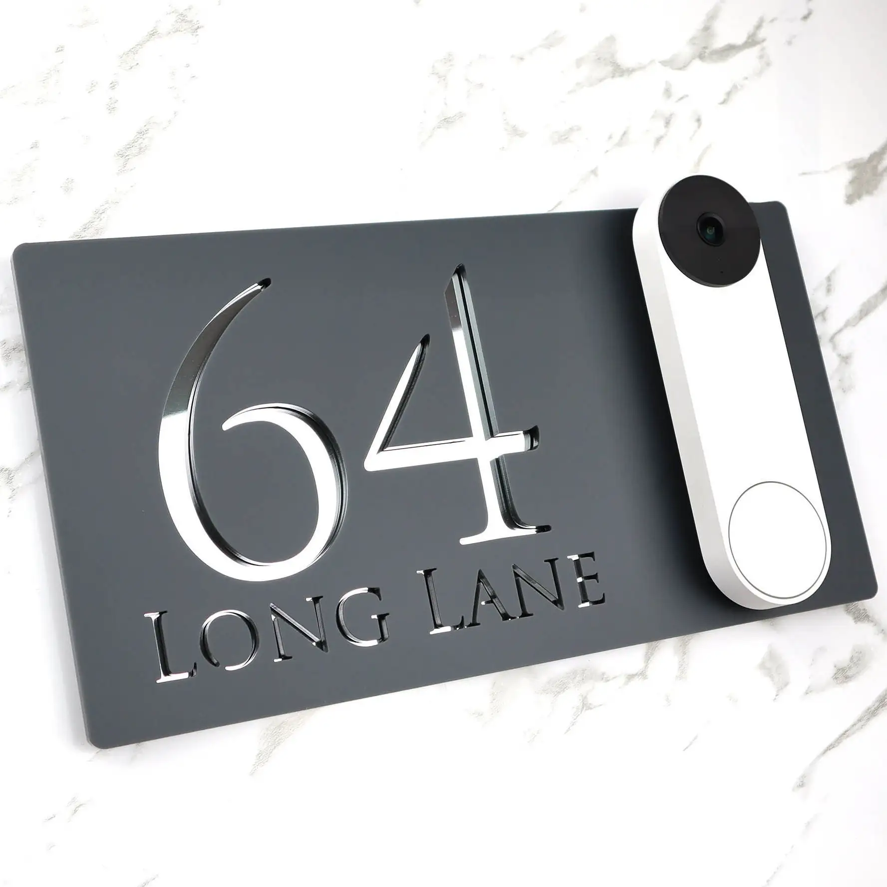 Big Size Custom Ring Nest Video Wifi Bell Mounting Plate Laser Cut Matt Black & Silver Mirror Floating House Sign