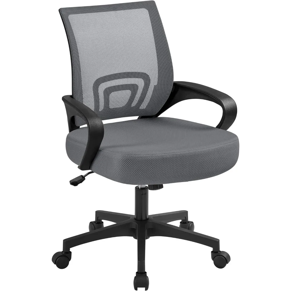 Silla de oficina giratoria con espalda media, soporte Lumbar para juegos, escritorio moderno, ordenador, ergonómico, malla