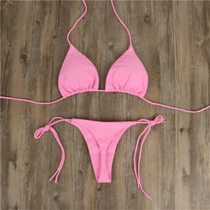 Set sexy Bikini schwimmen von zwei Frauenstücken, rosa Verband, Frauen -Tangas, solider Anzug, weiblich 10 Hauptdelegverkäufe stiegen - №5