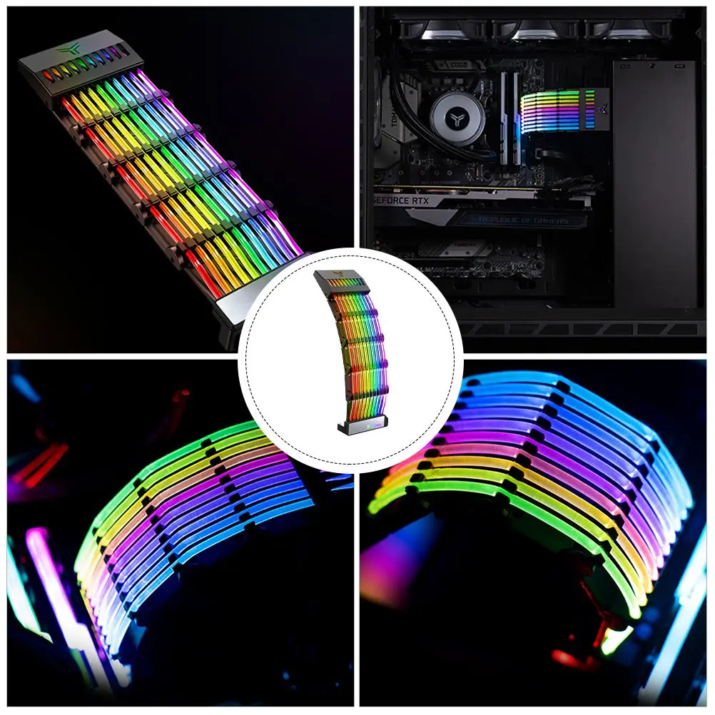 

Neon Glowing Lines 5V ARGB Power Supply Cable Rgb Computer Extension for ATX MATX Case 24Pin Cable RGB Sleeved