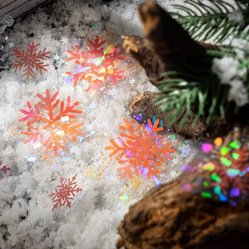 20 pcs/pack Vintage laser snowflake Stickers handmade Diy Stick Labels Creativity Scrapbooking Junk Journal Supplies