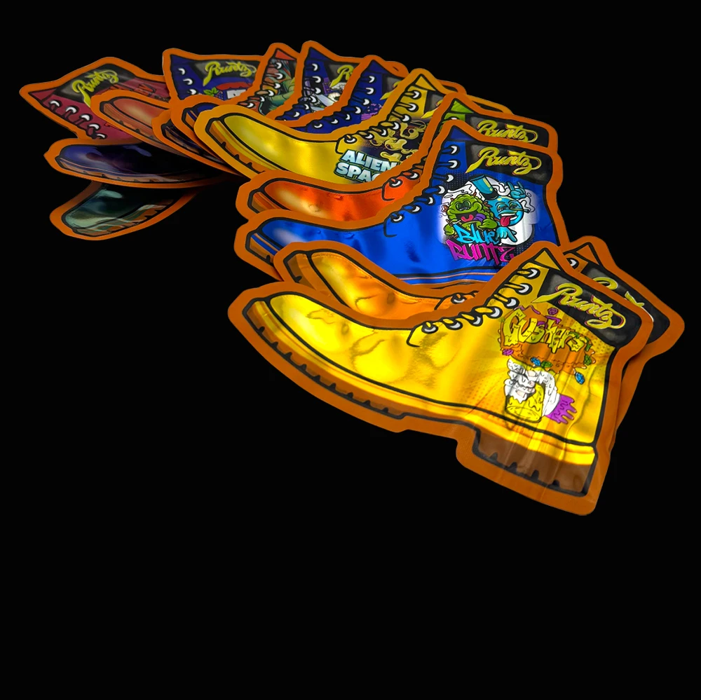 50 шт. закрывающаяся кофейная трава, порошок, сумка на молнии, устойчивая к запаху плоская сумка, форма обуви, маленькая алюминиевая фольга, майларовые сумки с застежкой-молнией