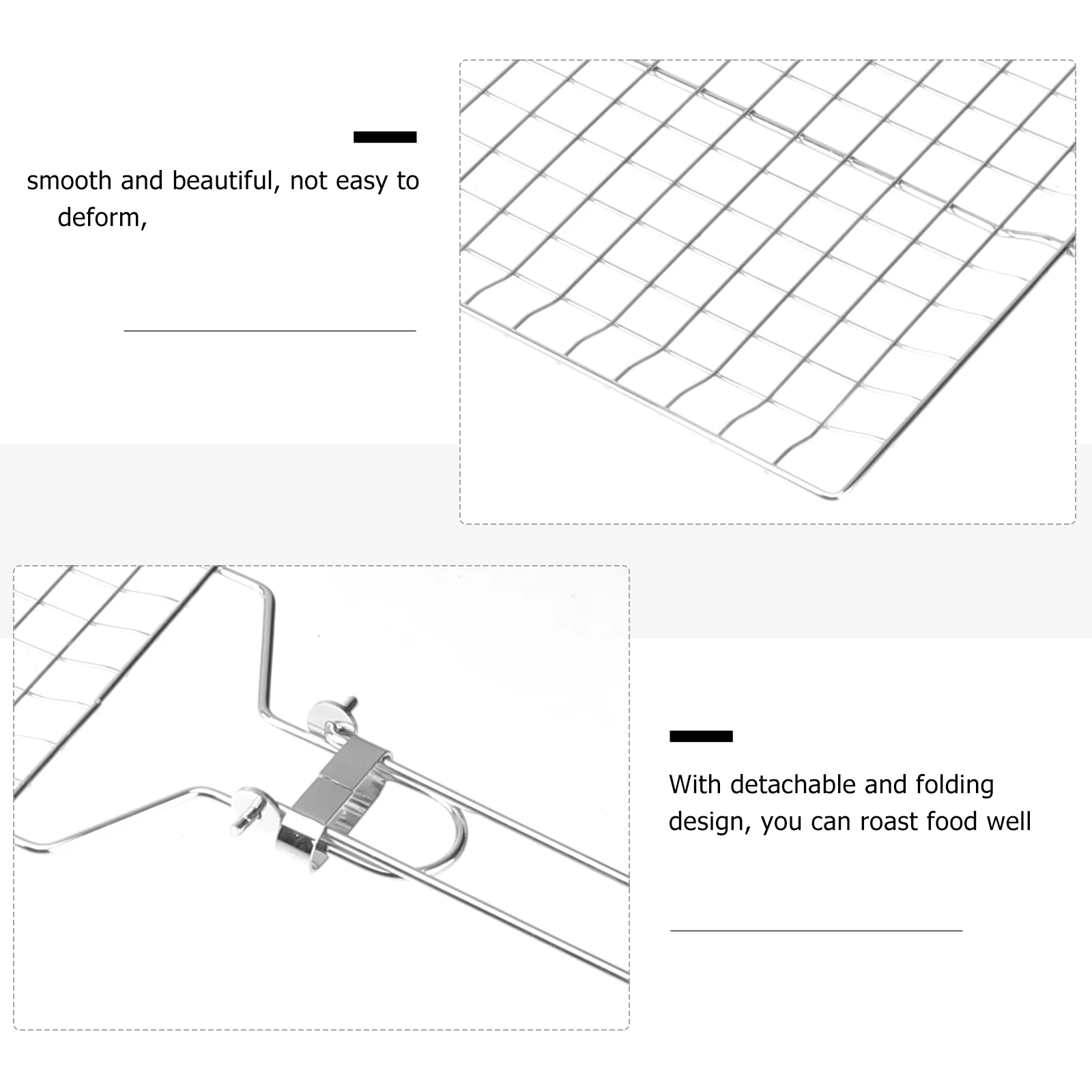 

1pc Stainless Steel BBQ Grill Net Picnic Outdoor Supplies Detachable Folding Grates Nonstick Easy Clean Baking Tray