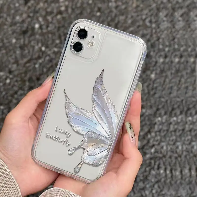 Butterfly Phone Case For iPhone 16 15 14 13 12 11 Pro XS MAX 7 XR 8 7 Plus Clear Cover Fundas