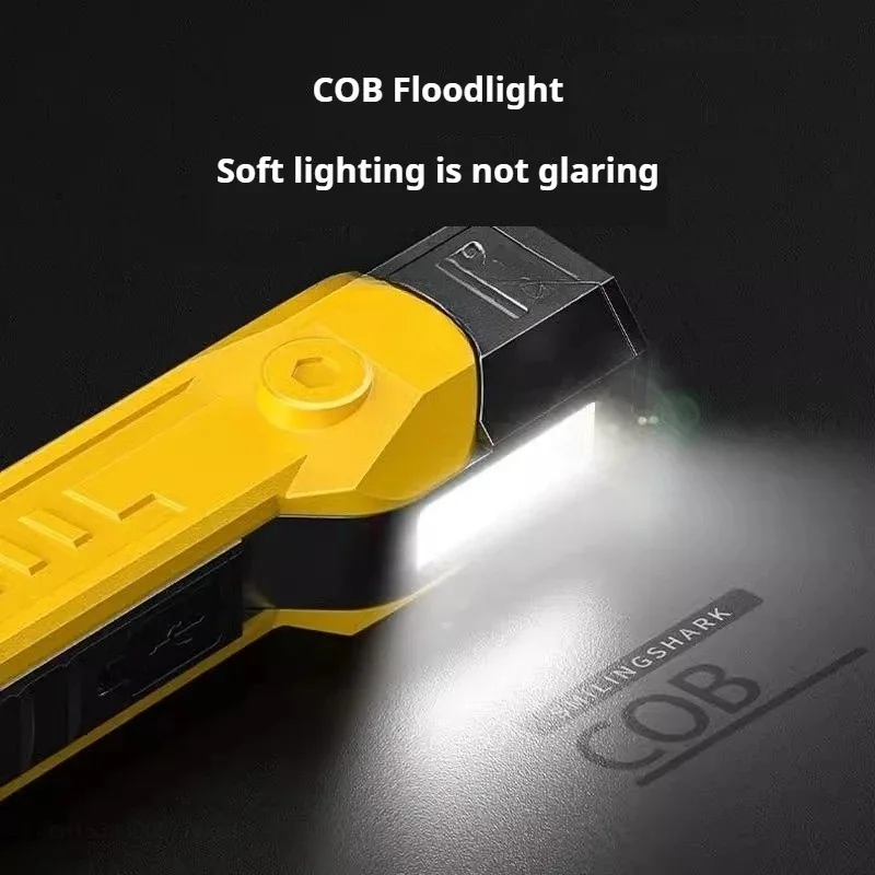 Smiling Shark Magnetic LED Work Light with Rotatable Lamp Head & Hanging Hook USB Charging Waterproof Inspection Light GZ-5106
