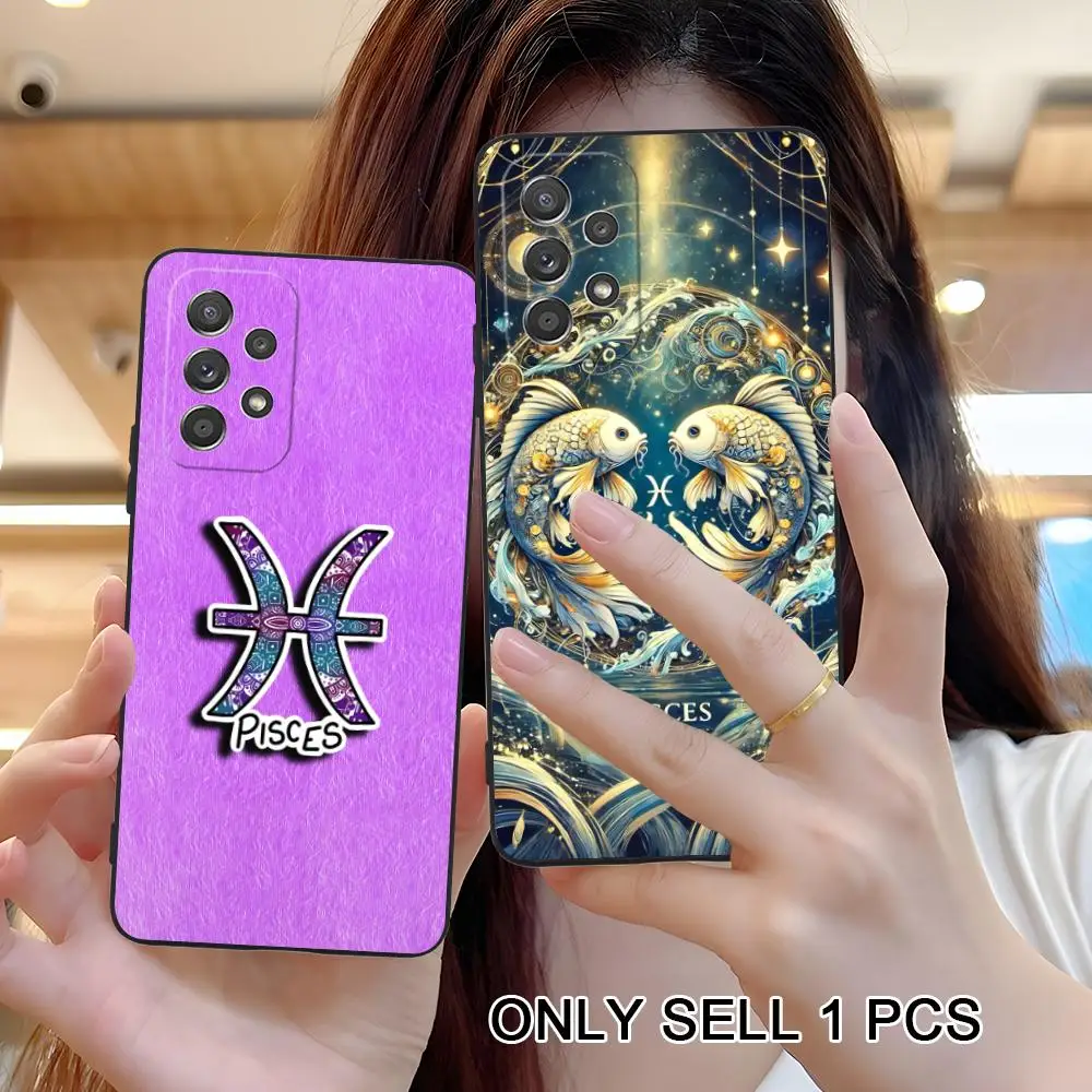 Zodiac Sign Pisces Phone Case for Samsung Galaxy A57 56 55 54 53 52 51 37 36 35 34 33 32 31 5G Soft TPU Shockproof Cover