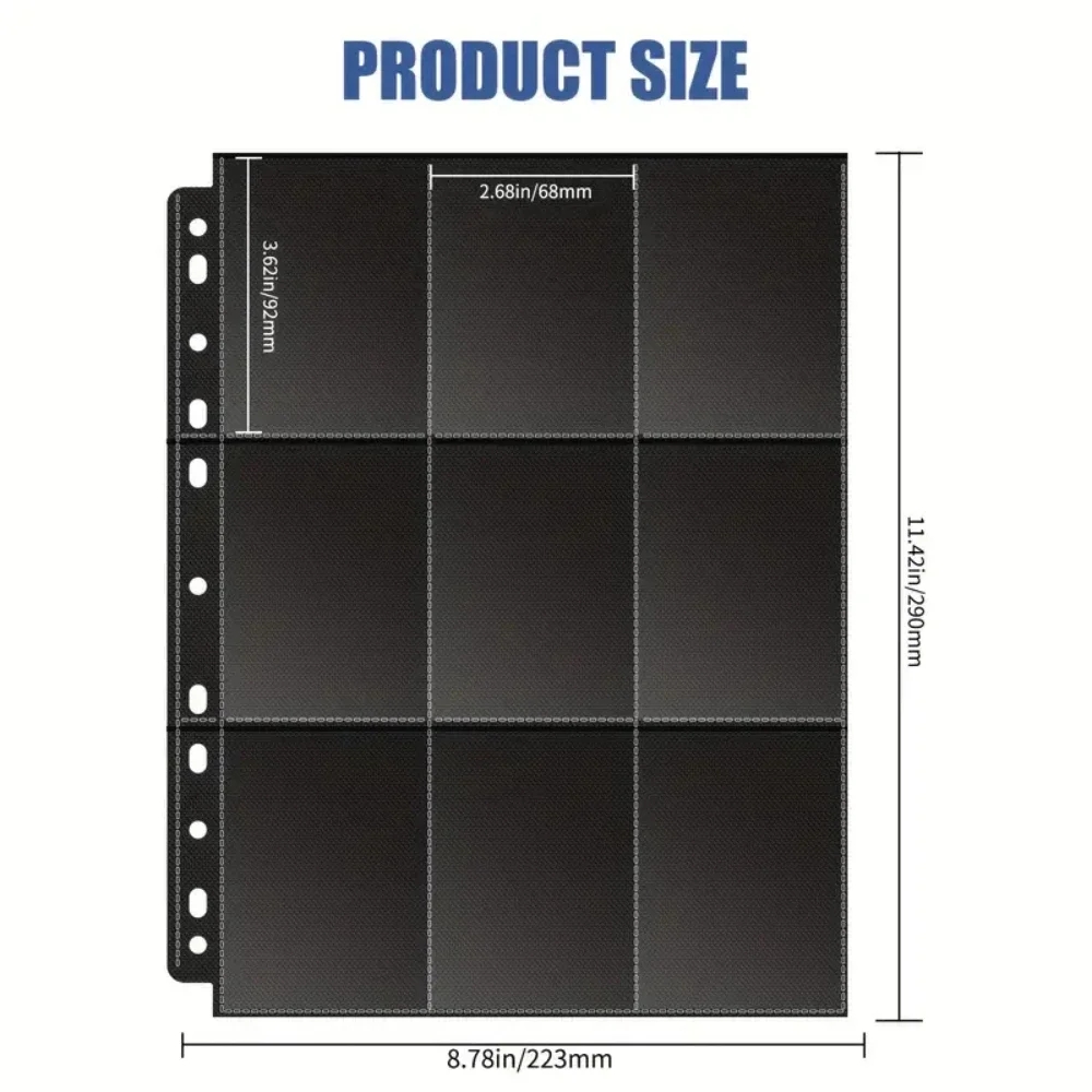 50 stuks 9-pocket paginabeschermer, ruilkaarthoezen pagina's honkbalpagina's voor 11 ringbanden, kaartvellen voor kaarten van standaardformaat