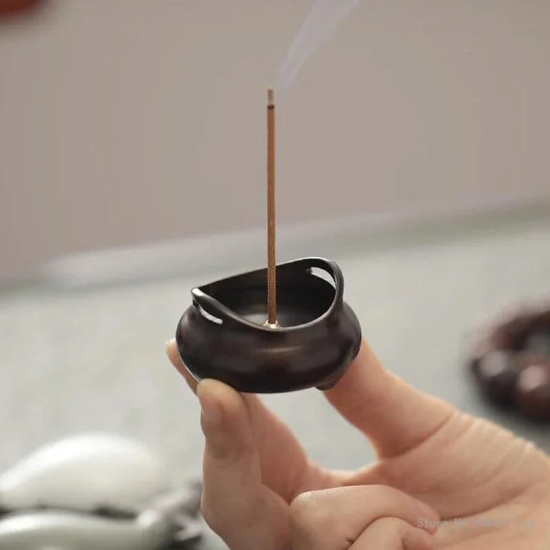 Creative Purple Brass Mini Line Incense Burner, Home Indoor, Sandalwood Vertical Incense Insertion, Retro, Small censer 3 cm 1Pc