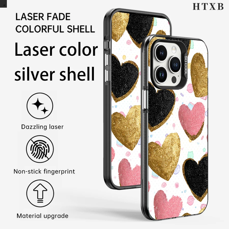 

Чехол для телефона с изображением сердца позолоченной росписи для iPhone 17–11 Pro Max Plus