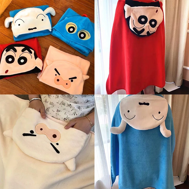 

Crayon Shin Chan Shawl Hooded Bathrobe Anime Girl Quick Drying Hair Hat Bathrobe Super Absorbent Children's Headscarf Hat Gifts