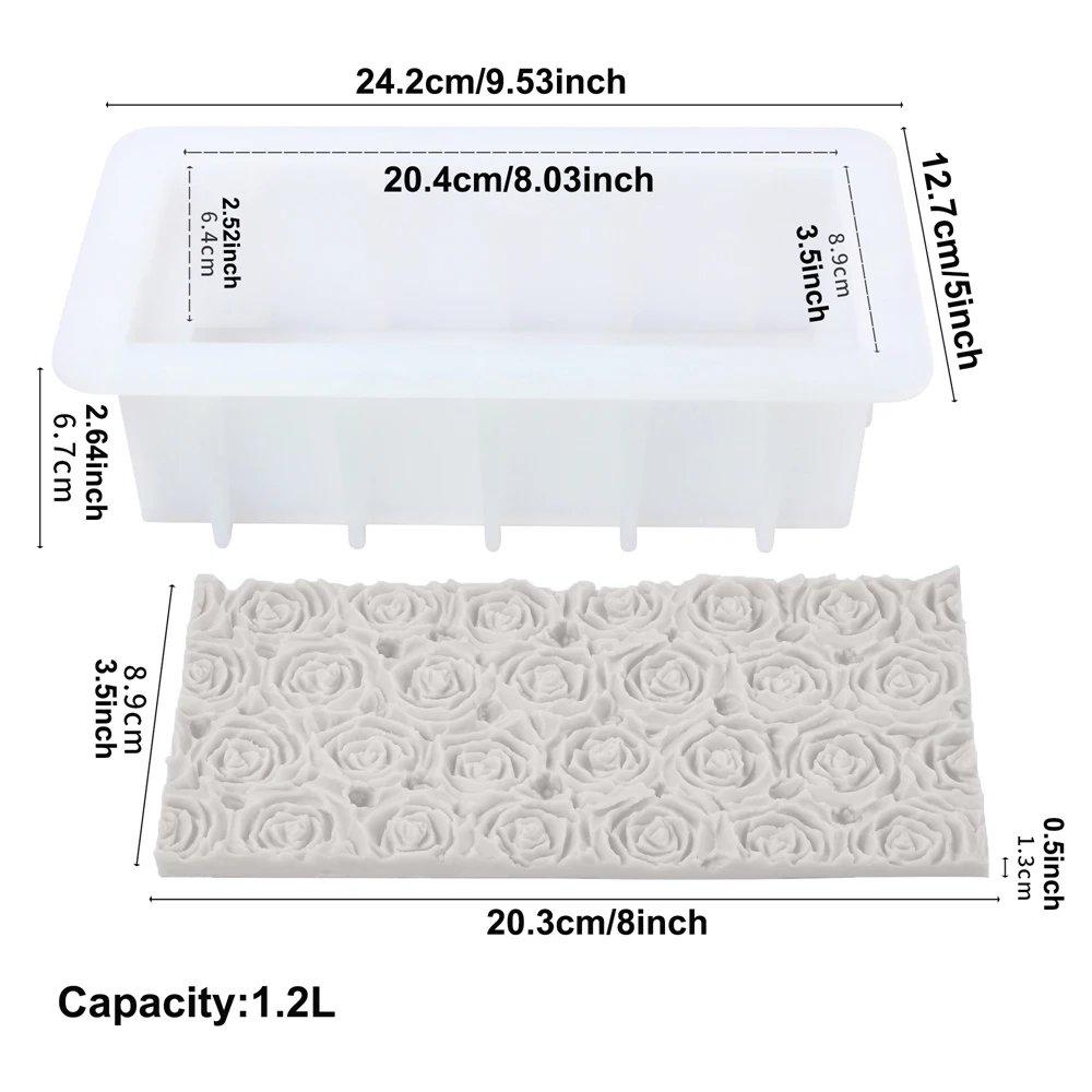 42oz Silicone Soap Mold with 5 Acrylic Dividers with Honeycomb&rose&bee Silicone Mat Mold DIY Handmade Soap Resin Crafts Tool view 5