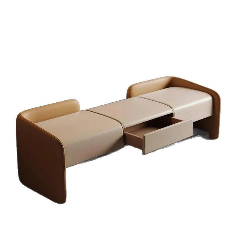 

Solid wood shoe stool household door double storage soft bag leather stool advanced light luxury Internet celebrity