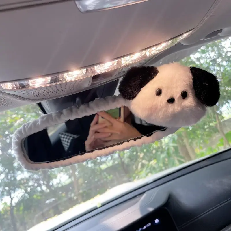 

Sanrio Car Rearview Mirror Reversing Mirror Plush Protective Cover Pochacco Cartoon Cute Car Interior Decoration Set Accessories
