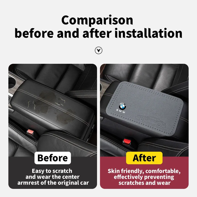 Car Arm Rest Cushion Center Console Box Protection Cover Pad For BMW M x5 e70 e91 f11 f30 f31 f10 x3 f25 e30 e46 Car Accessories