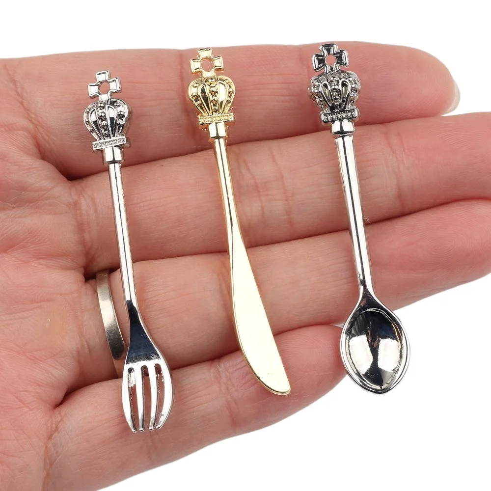 6pcs/lot 20*25MM Zinc Alloy Spoon Fork and Knife Pendant Charms DIY Necklace Bracelet Earrings Accessories