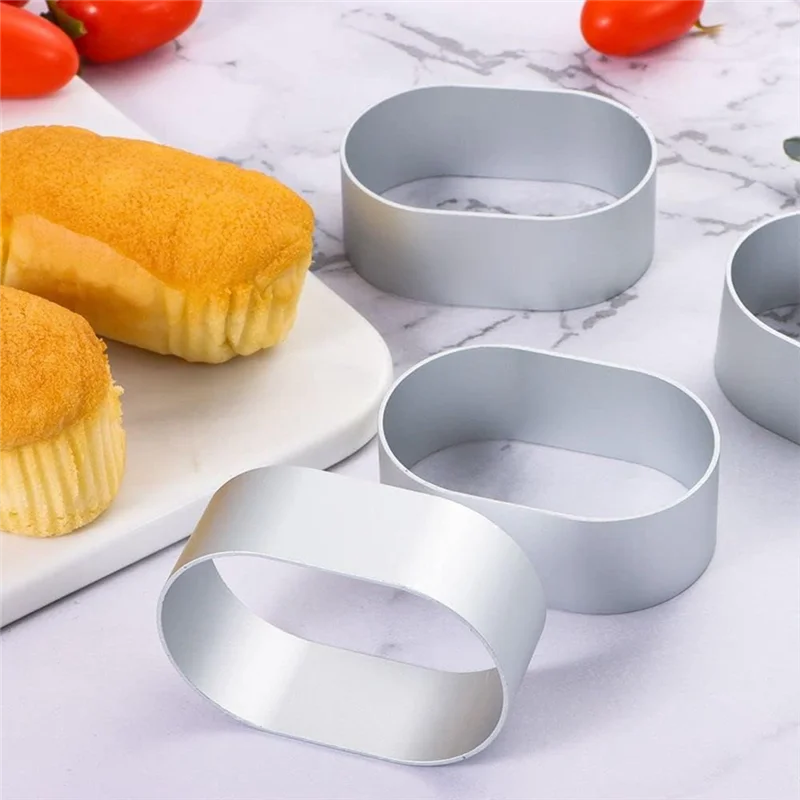 

Practical-10Pcs Cheese Molds Aluminium Alloy Oval Cheese Mold Mousse Bread Cake Molds With 100Pcs Liner Paper Baking Tool