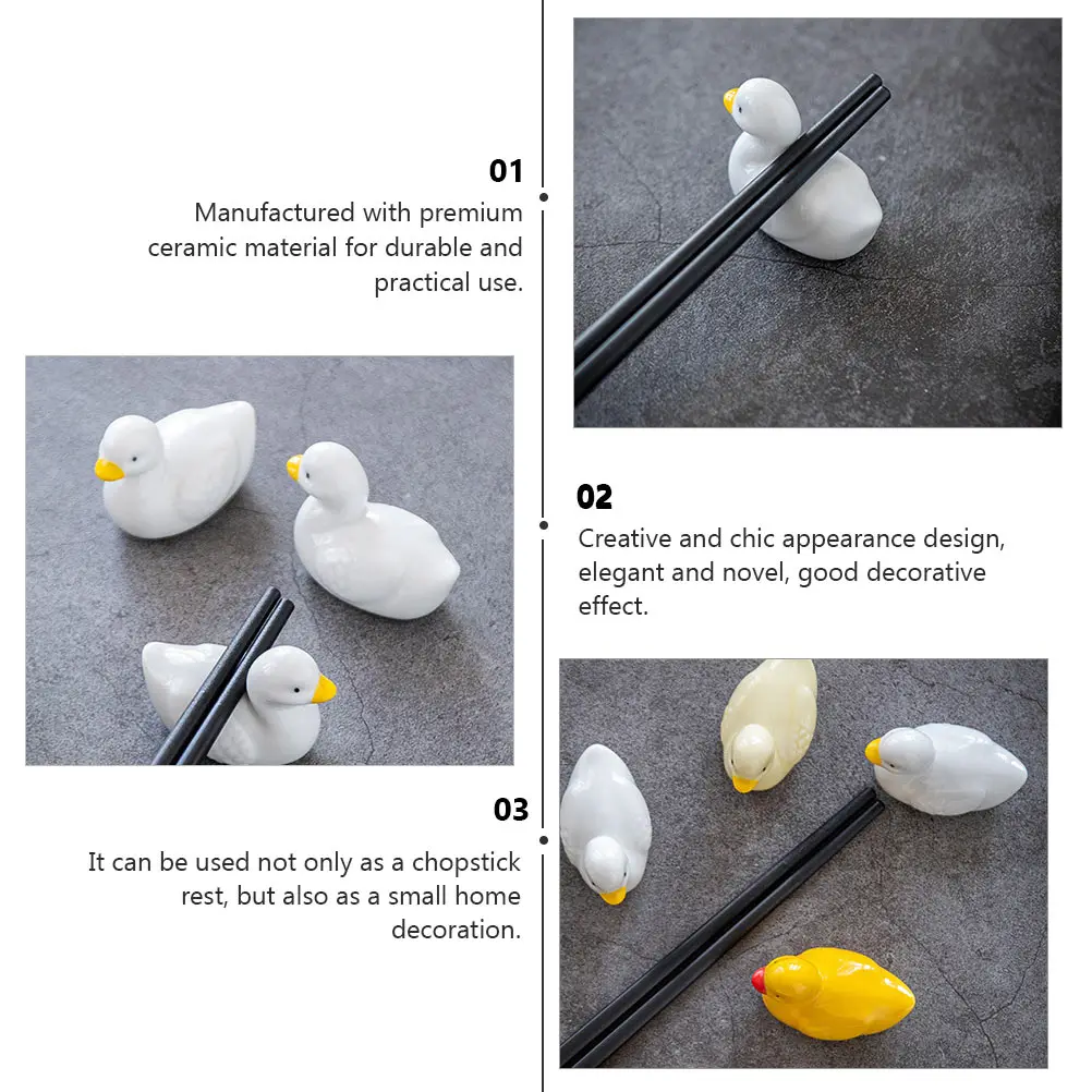 

6pcs Ceramic Chopstick Rests Elegant Cartoon Design Decorative Household Gift Home Dining Table Spoon Holder Creative Pen Stand