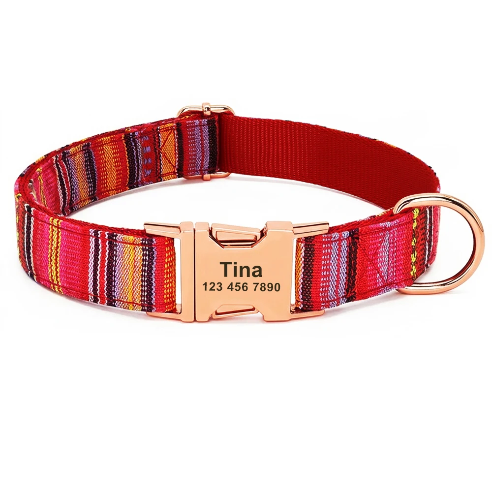 Individuelles Hundehalsband aus Nylon, Kostenlos Graviertes Haustier-ID-Halsband mit Namensschild, Verstellbare Schnalle für Kleine, Mittlere und Große Hunde – Detail 7