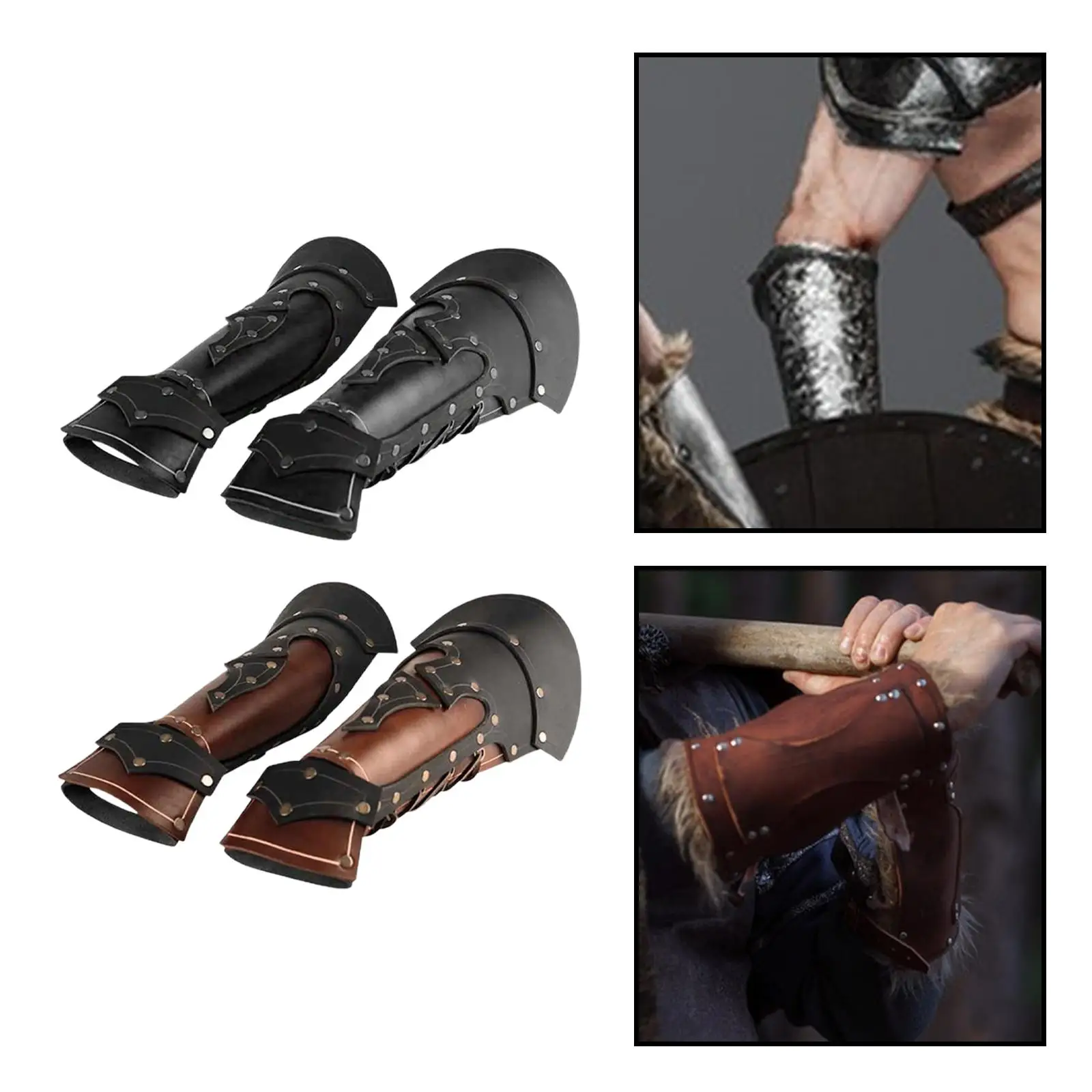 Medieval Arm Guards Synthetic Leather Costume Accessory Medieval Vambraces