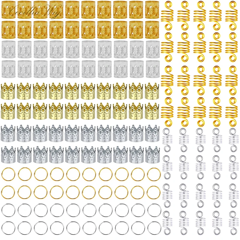 1 zestaw metalowe afrykańskie pierścienie do włosów koraliki mankiety tubki Charms dredy strach warkocz z włosów biżuteria dekoracyjna akcesoria złote