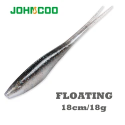 JOHNCOO 3pcs Floating Drop Shotting Soft Bait Fishing Lure 180mm V-shape Split Tail Swimbait Worm Freshwater Fishing Tackle lure