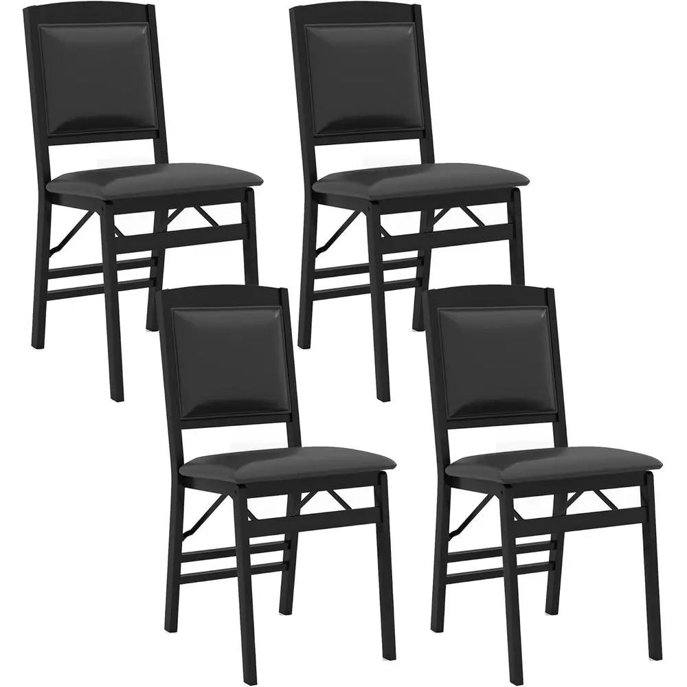 

olding Dining Chairs Set o 4, aux Leather Upholstered Kitchen Chairs with Padded Seat and Backrest, Solid Wood oldable Chairs or