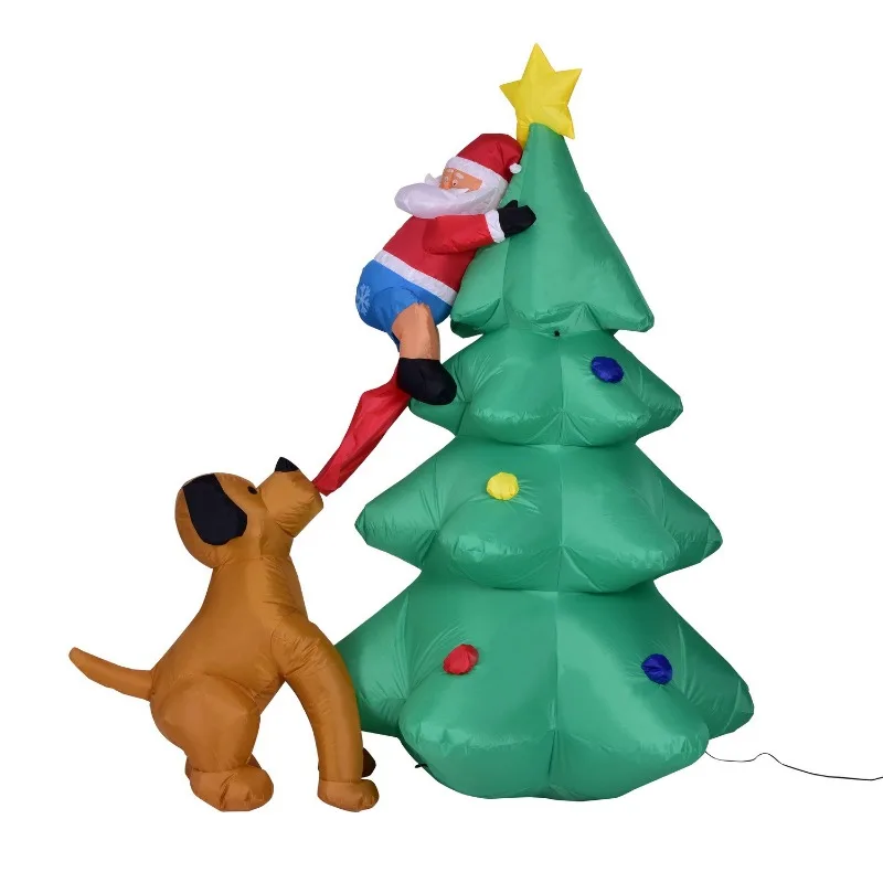 

Christmas air model 1.8 meters light inflatable dog bites Christmas tree old man climbs tree Christmas decorations