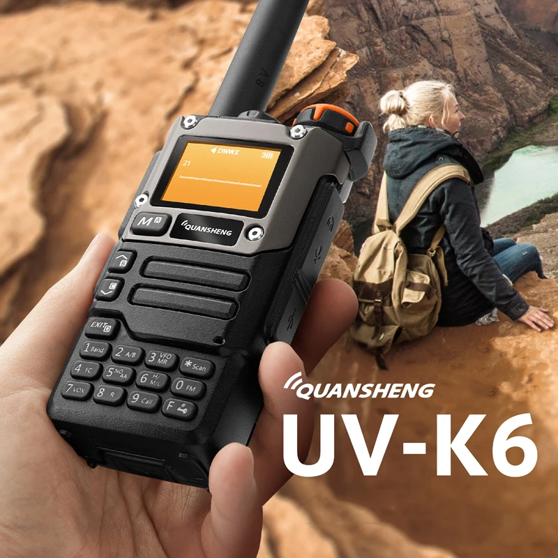 Quansheng UV-K6 Walkie Talkie 5W Air Band Radio Tyep C Charge UHF VHF DTMF FM Scrambler NOAA Wireless Frequency Two Way CB Radio