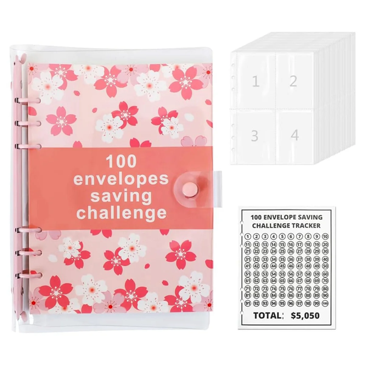 100 Envelope Challenge Binder Fun Way to Save 5,050 - Savings Challenges Binder, Budget Binder with Cash Envelopes