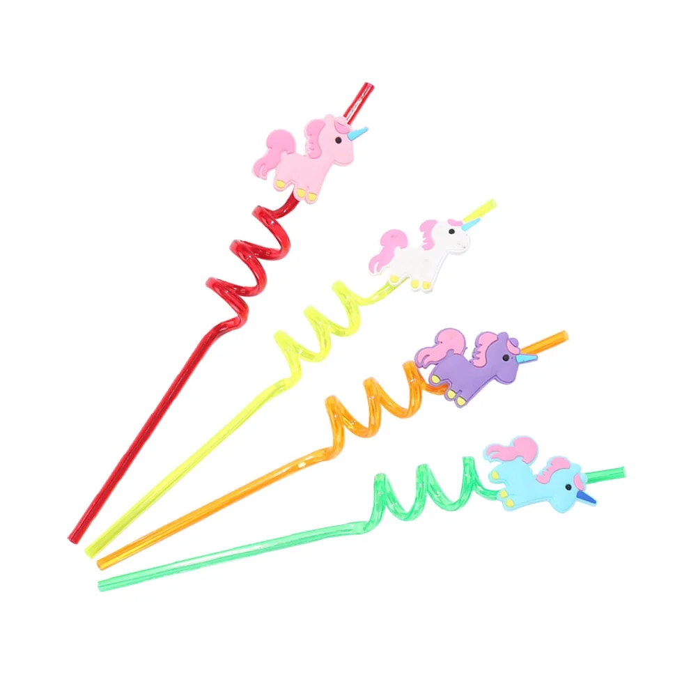 4 قطع من شفاطات يونيكورن الملونة لتزيين الحفلات طويلة بما فيه الكفاية للنظارات في هاواي ومهرجانات أعياد الميلاد وحيد القرن