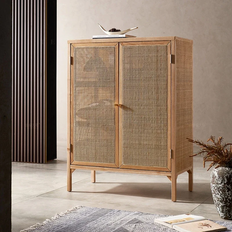 

Скандинавский ротанговый креативный шкафчик, простой современный шкаф из массива дерева, входной шкаф, шкаф для хранения