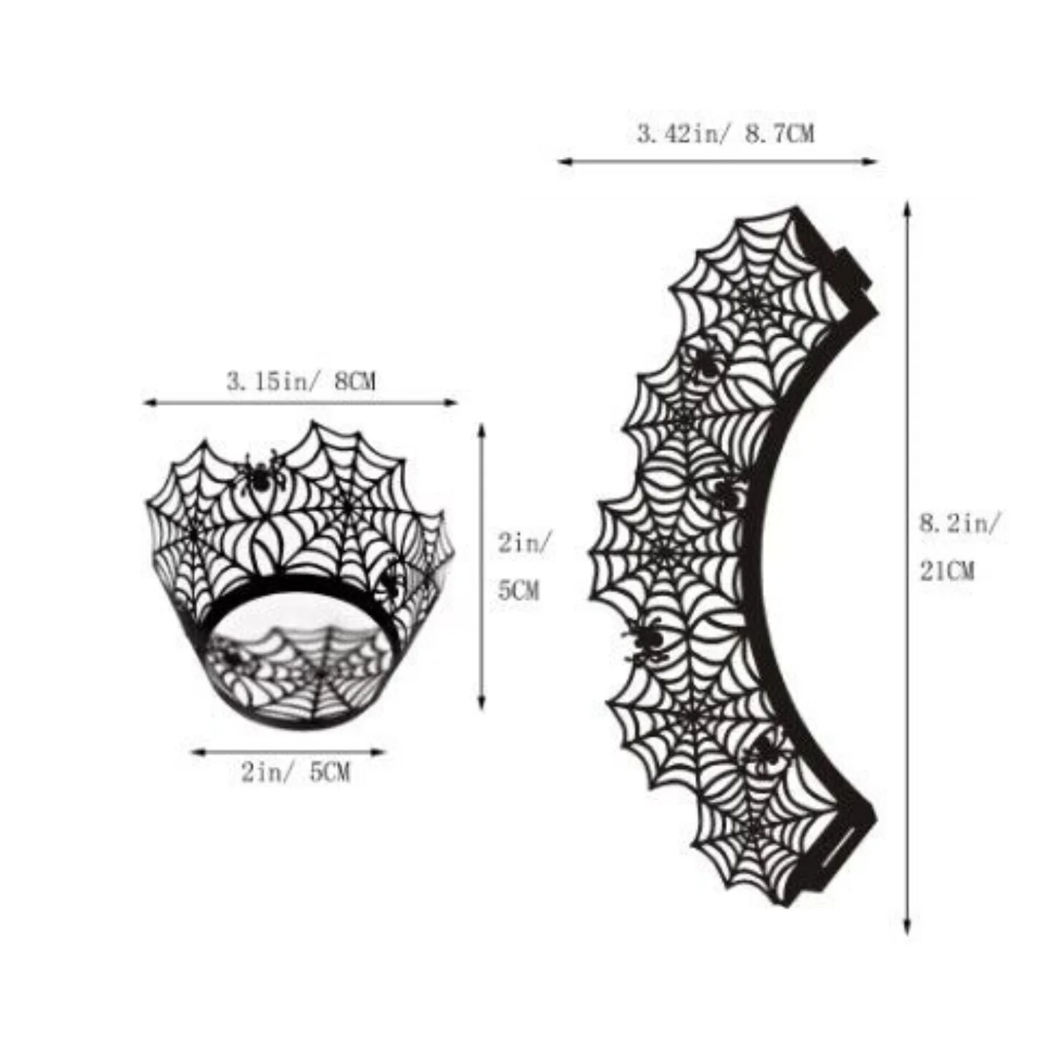 Black Cupcake Liners Spider Web Cupcake Wrapper for Halloween Carnival Dark Themed Birthday Party view 2