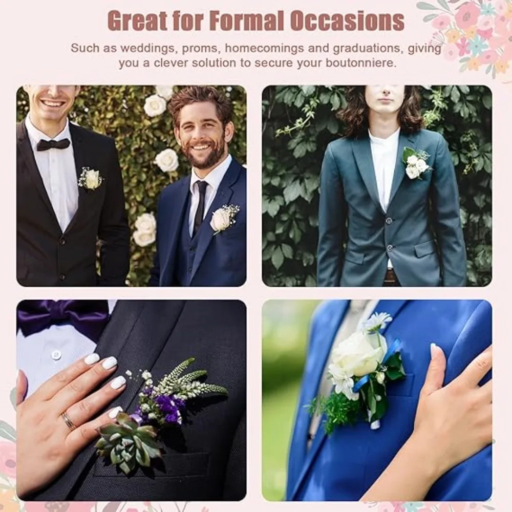 25Pcs No-Lapel Pin Pocket Boutonniere Plastic Sleeve Clear Multi-purpose Boutonniere Card Durable Pocket Flower Sleeve