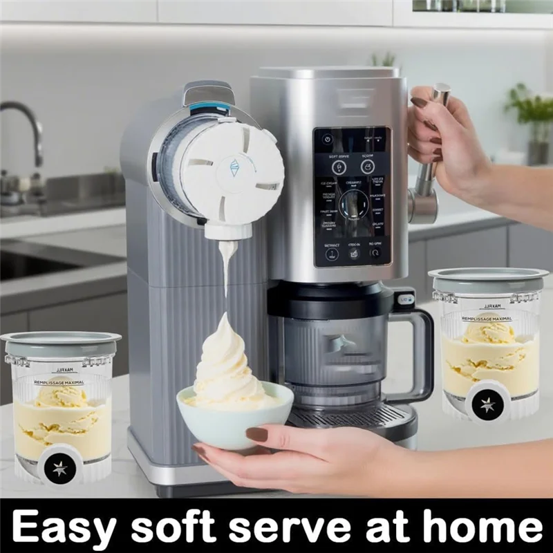 HIM-Creme Pints E Capas 4 Pacote Para Série NC700 Ninja Swirl Sorvete & Soft Serve Makers Substituição Para Creami Swirl NC701